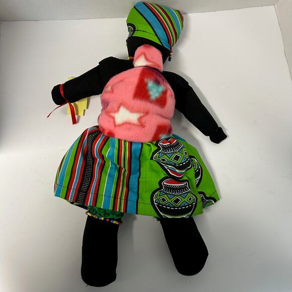 Vintage 2008 Handmade African Mother figure Doll with Baby on Back - Picture 5 of 9